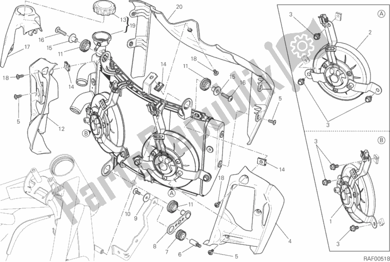 Todas las partes para Enfriador De Agua de Ducati Monster 821 Dark USA 2015